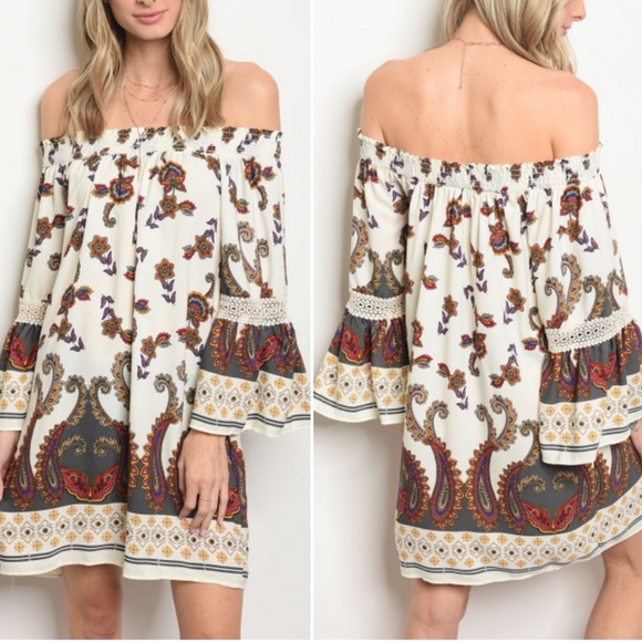 Dresses & Skirts - 1 LEFT! ! FLIRTY & SEXY BOHO IVORY MULTI DRESS